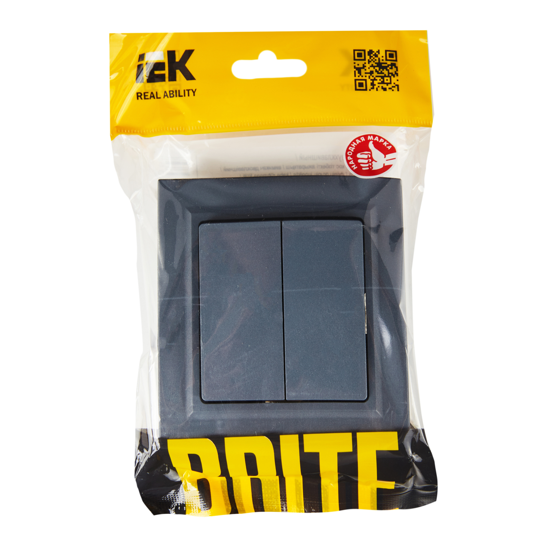 BRITE Выключатель 2-клавишный 10А в сборе ВСР10-2-0-БрМ маренго IEK