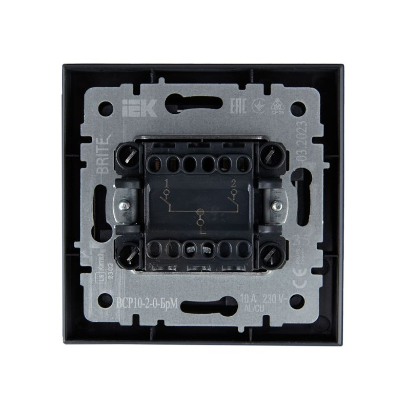 BRITE Выключатель 2-клавишный 10А в сборе ВСР10-2-0-БрМ маренго IEK
