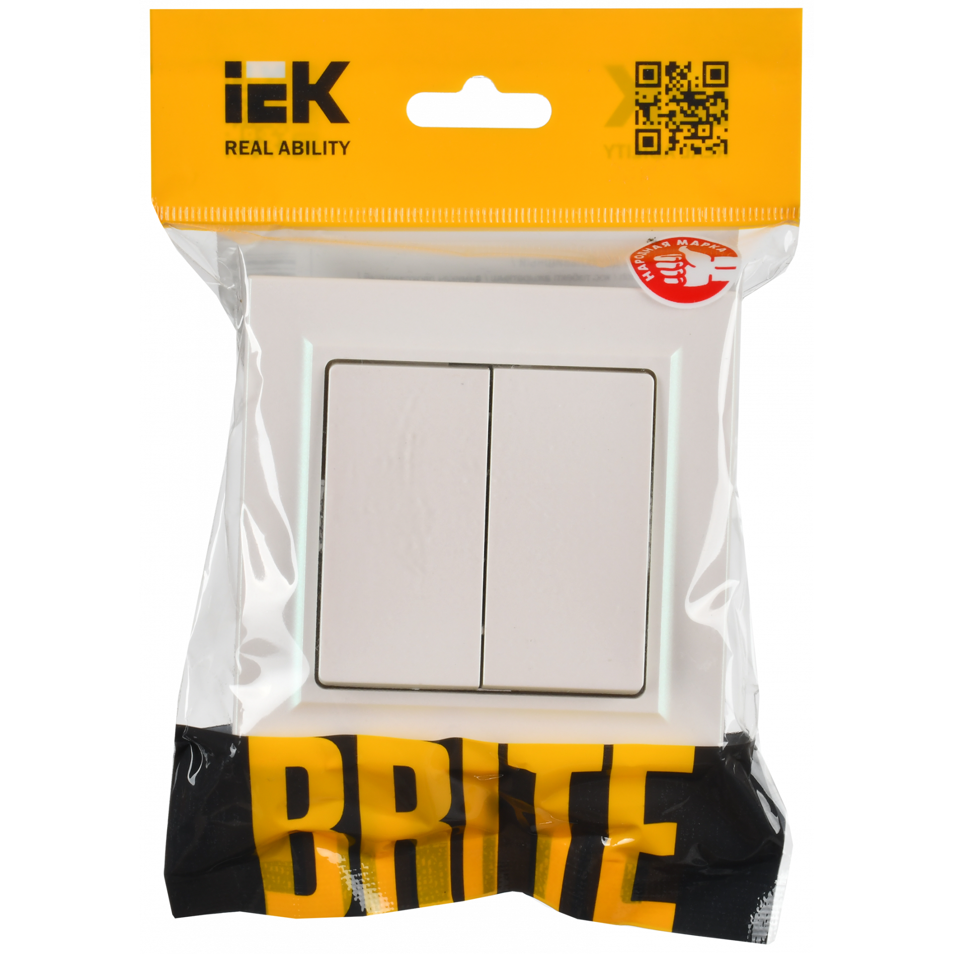 BRITE Выключатель 2-клавишный 10А в сборе ВСР10-2-0-БрЖ жемчуг IEK