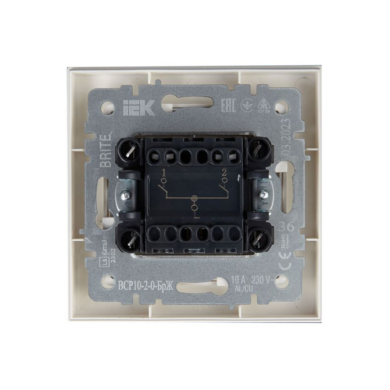 BRITE Выключатель 2-клавишный 10А в сборе ВСР10-2-0-БрЖ жемчуг IEK
