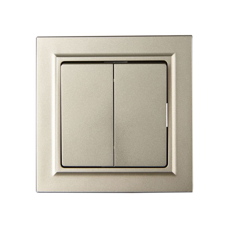 BRITE Выключатель 2-клавишный 10А в сборе ВСР10-2-0-БрШ шампань IEK