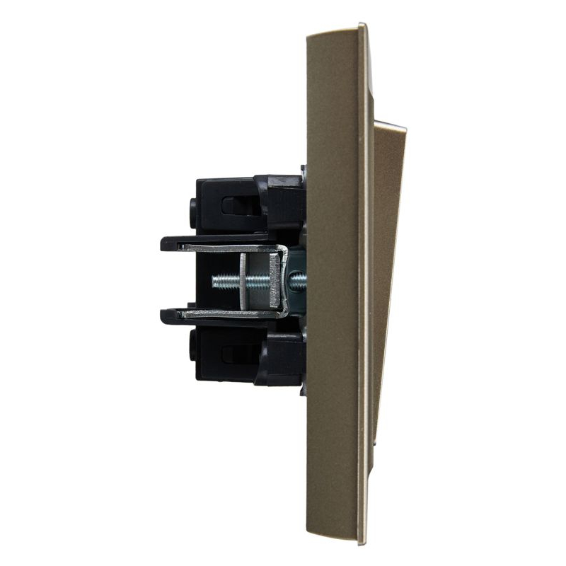 BRITE Выключатель 2-клавишный 10А в сборе ВСР10-2-0-БрШ шампань IEK