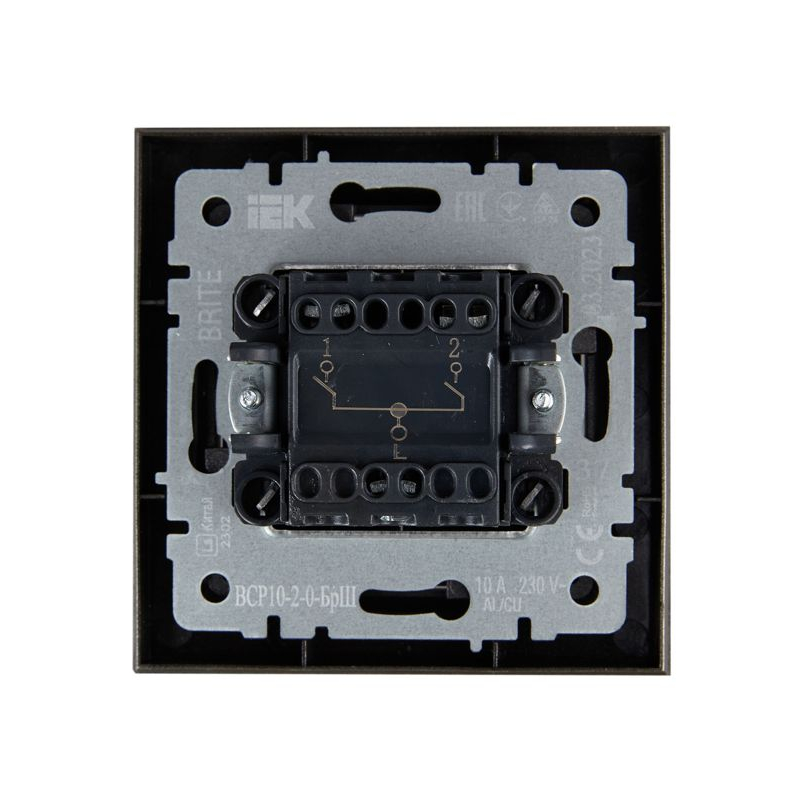 BRITE Выключатель 2-клавишный 10А в сборе ВСР10-2-0-БрШ шампань IEK