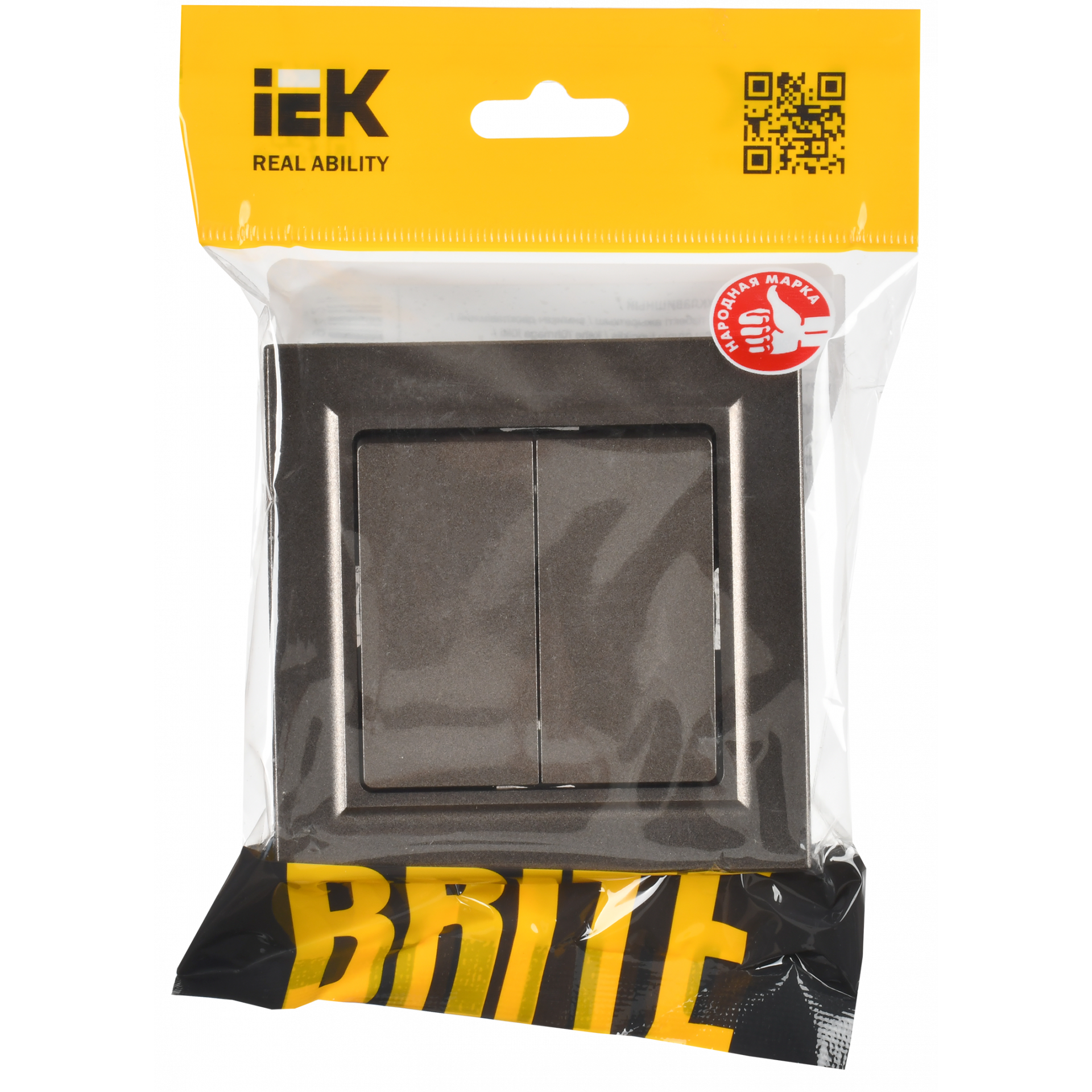 BRITE Выключатель 2-клавишный 10А в сборе ВСР10-2-0-БрТБ темная бронза IEK