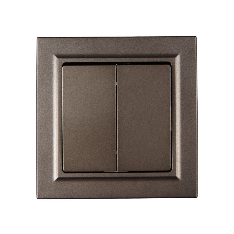 BRITE Выключатель 2-клавишный 10А в сборе ВСР10-2-0-БрТБ темная бронза IEK