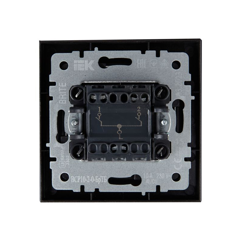 BRITE Выключатель 2-клавишный 10А в сборе ВСР10-2-0-БрТБ темная бронза IEK