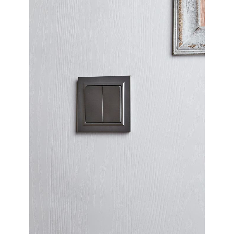 BRITE Выключатель 2-клавишный 10А в сборе ВСР10-2-0-БрС сталь IEK