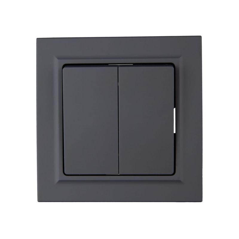 BRITE Выключатель 2-клавишный 10А в сборе ВСР10-2-0-БрГ графит IEK