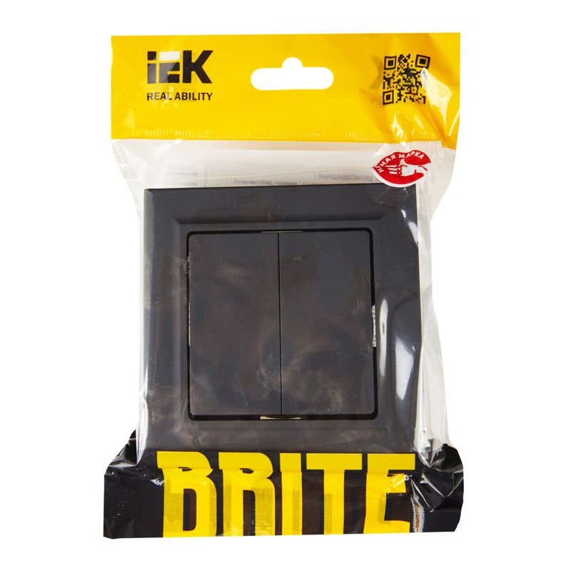 BRITE Выключатель 2-клавишный 10А в сборе ВСР10-2-0-БрГ графит IEK