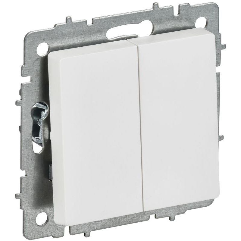BRITE Выключатель 2-клавишный 10А ВС10-2-0-БрАБ арктический белый IEK