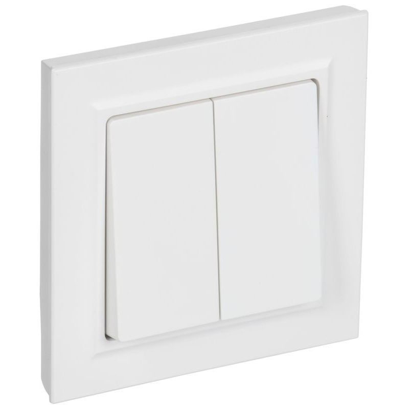 BRITE Выключатель 2-клавишный 10А в сборе ВСР10-2-0-БрАБ арктический белый IEK