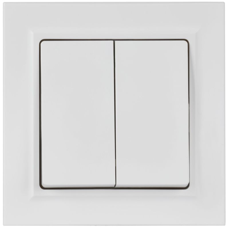 BRITE Выключатель 2-клавишный 10А в сборе ВСР10-2-0-БрАБ арктический белый IEK