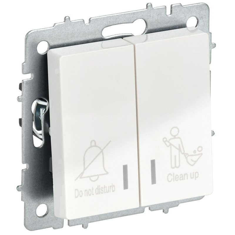 BRITE Выключатель 2-клавишный с индикацией для отелей 10А ВС10-2-9-БрБ белый IEK