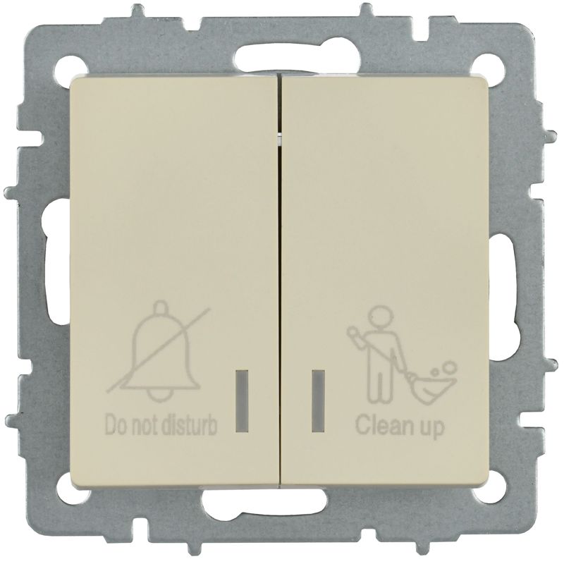 BRITE Выключатель 2-клавишный с индикацией для отелей 10А ВС10-2-9-БрКр бежевый IEK