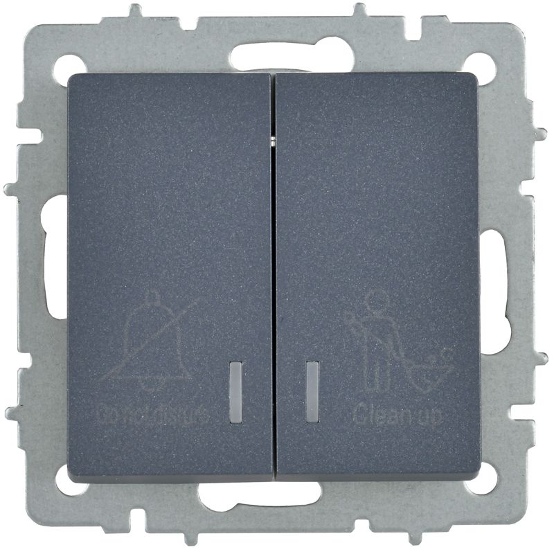 BRITE Выключатель 2-клавишный с индикацией для отелей 10А ВС10-2-9-БрМ маренго IEK