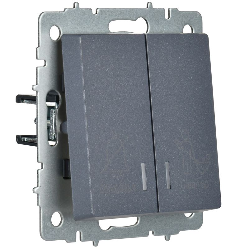 BRITE Выключатель 2-клавишный с индикацией для отелей 10А ВС10-2-9-БрМ маренго IEK