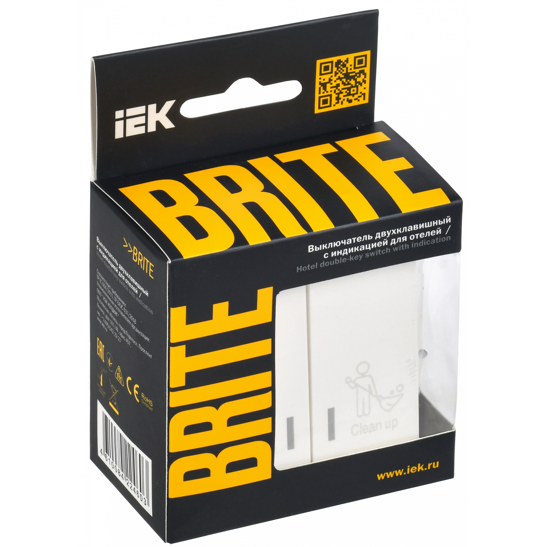 BRITE Выключатель 2-клавишный с индикацией для отелей 10А ВС10-2-9-БрЖ жемчуг IEK
