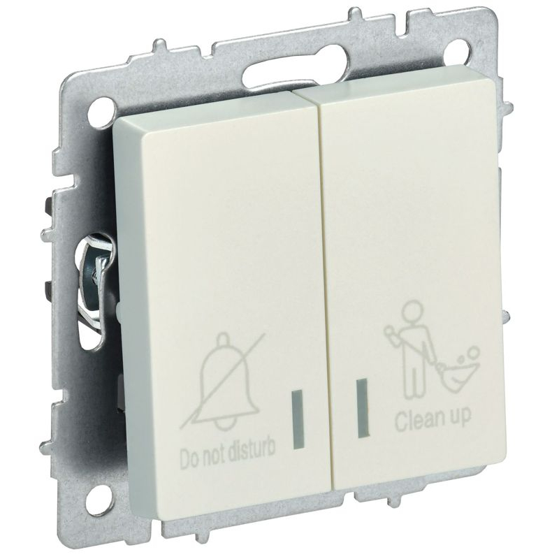 BRITE Выключатель 2-клавишный с индикацией для отелей 10А ВС10-2-9-БрЖ жемчуг IEK