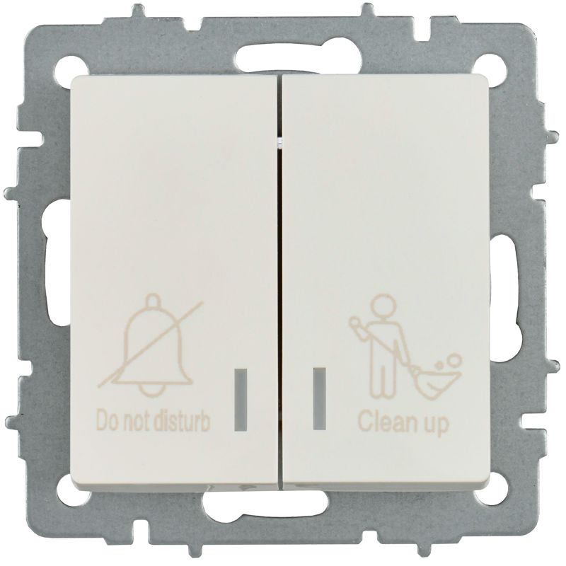 BRITE Выключатель 2-клавишный с индикацией для отелей 10А ВС10-2-9-БрЖ жемчуг IEK