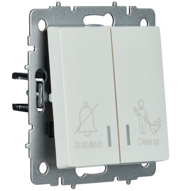 BRITE Выключатель 2-клавишный с индикацией для отелей 10А ВС10-2-9-БрЖ жемчуг IEK