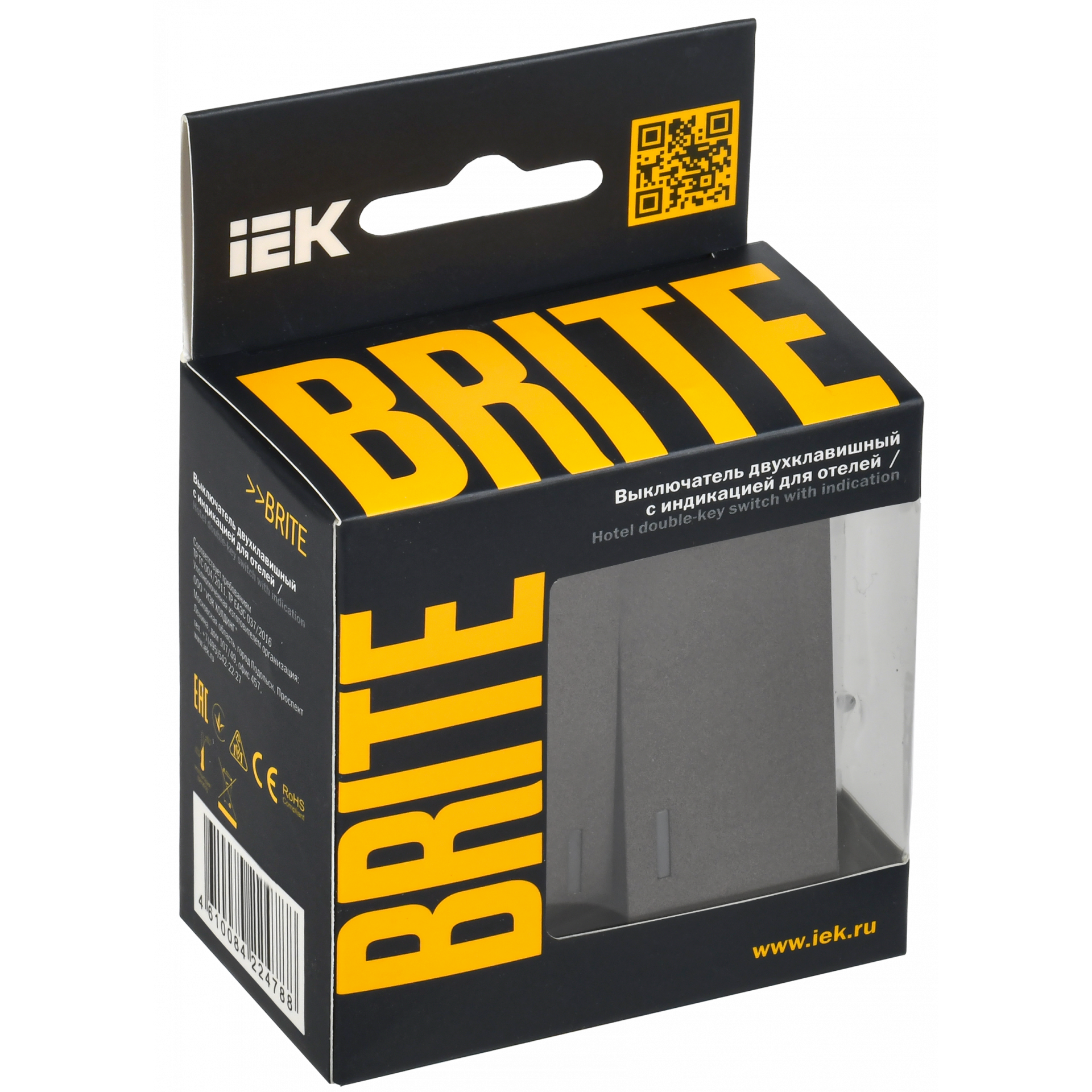 BRITE Выключатель 2-клавишный с индикацией для отелей 10А ВС10-2-9-БрТБ темная бронза IEK