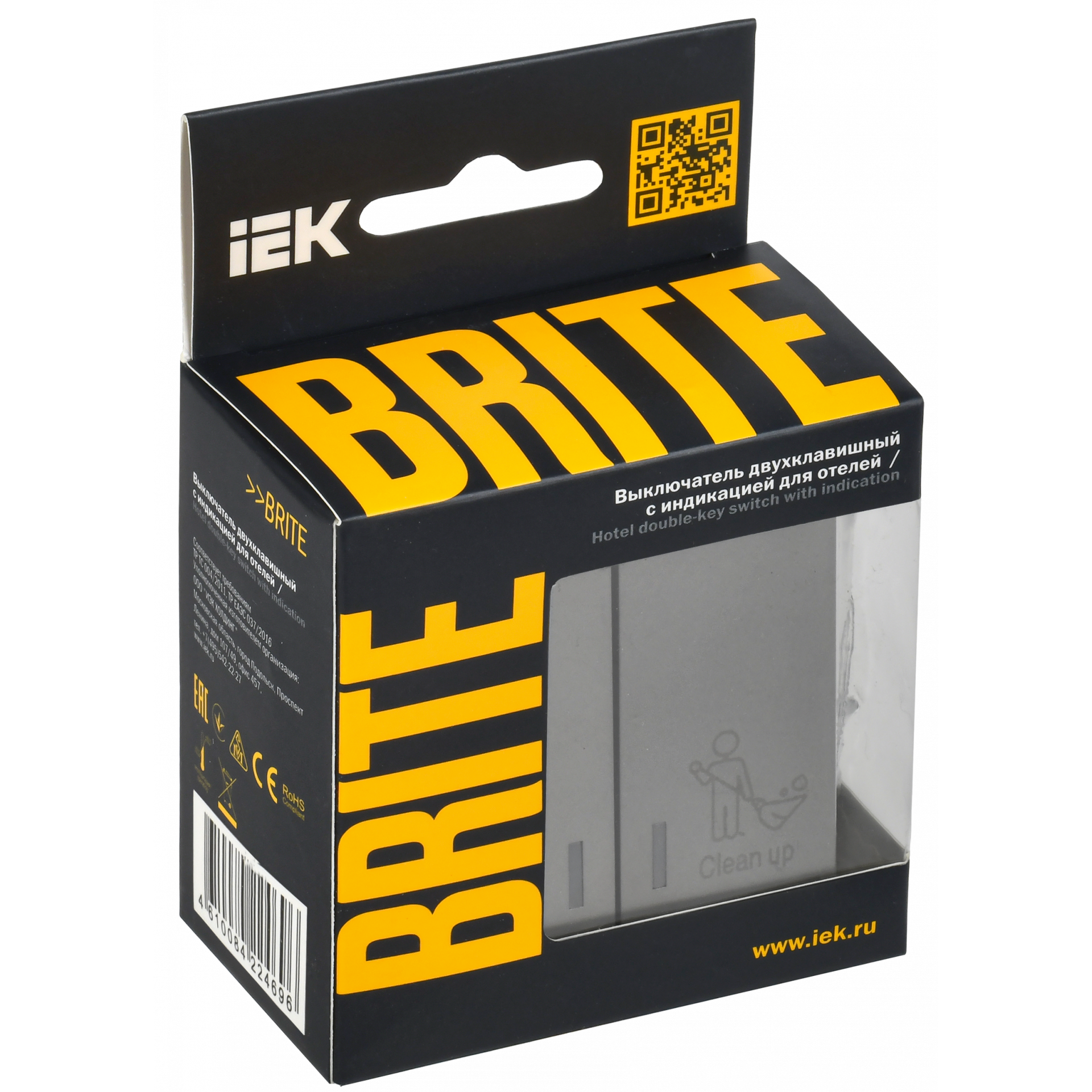 BRITE Выключатель 2-клавишный с индикацией для отелей 10А ВС10-2-9-БрС сталь IEK