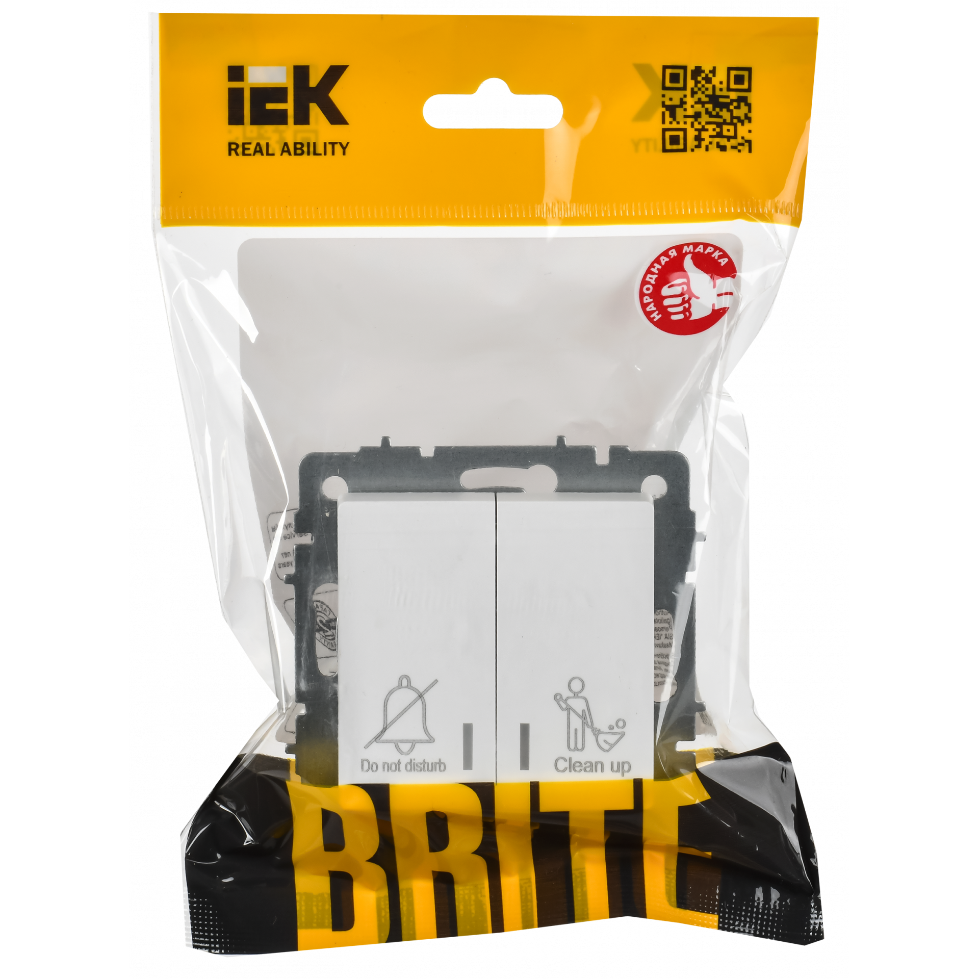 BRITE Выключатель 2-клавишный с индикацией для отелей 10А ВС10-2-9-БрАБ арктический белый IEK