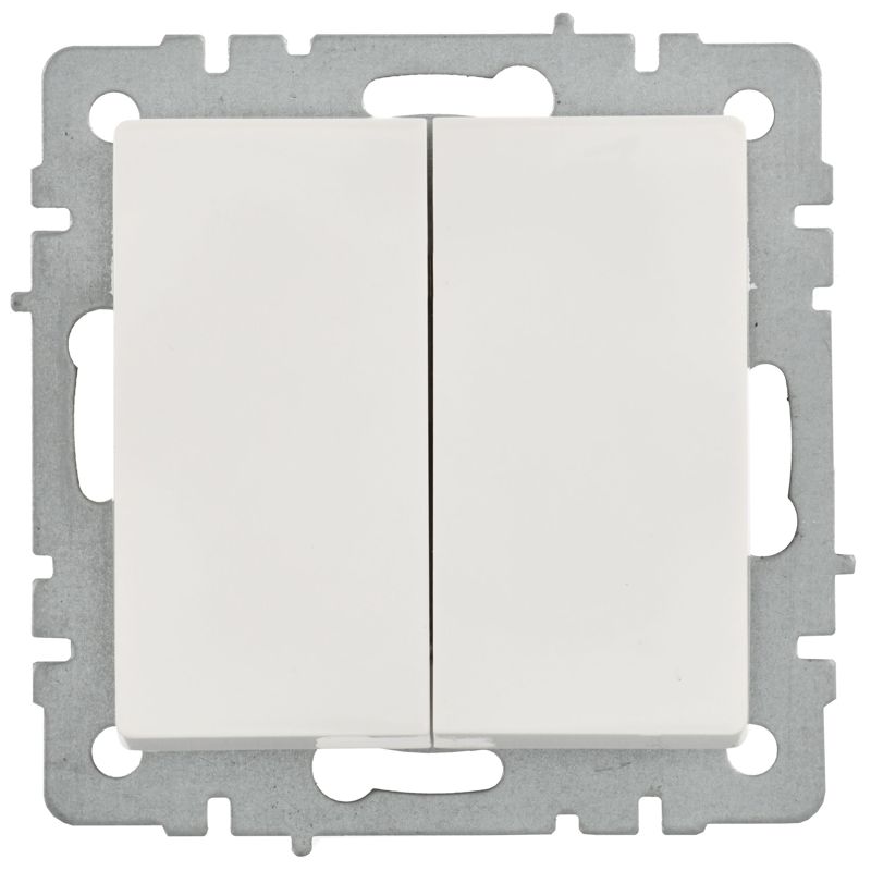 BRITE Выключатель 2-клавишный проходной 10А ВС10-2-6-БрБ белый