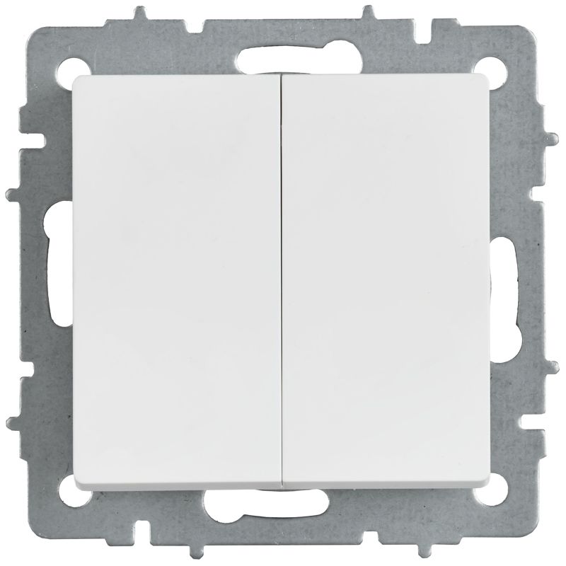 BRITE Выключатель 2-клавишный проходной 10А ВС10-2-6-БрАБ арктический белый IEK