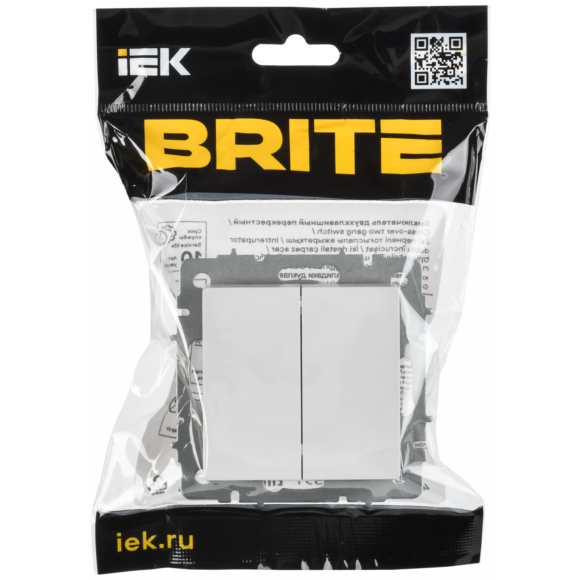 BRITE Выключатель 2-клавишный перекрестный 10А ВС10-2-3-БрБ белый IEK