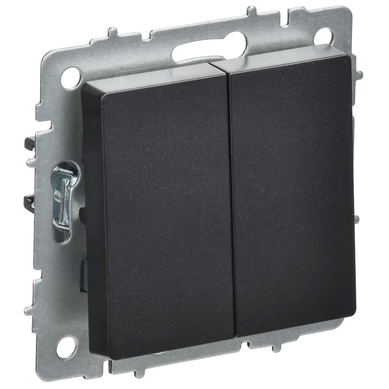 BRITE Выключатель 2-клавишный перекрестный 10А ВС10-2-3-БрЧ черный IEK