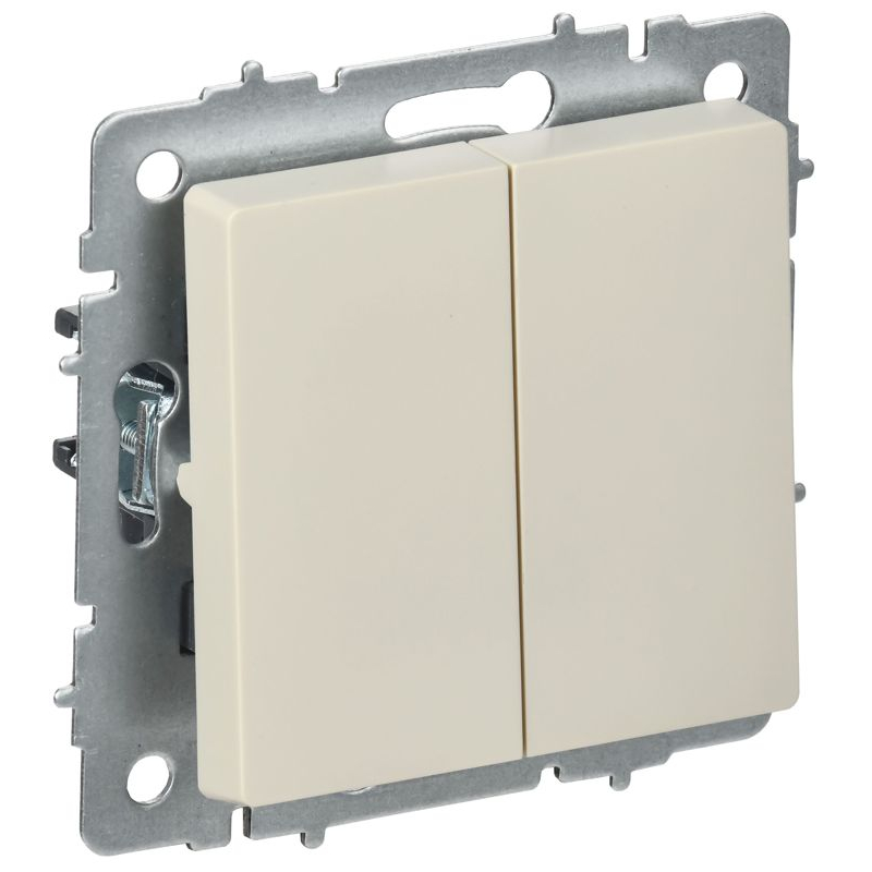 BRITE Выключатель 2-клавишный перекрестный 10А ВС10-2-3-БрКр бежевый IEK