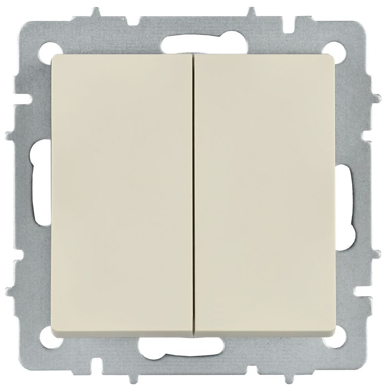 BRITE Выключатель 2-клавишный перекрестный 10А ВС10-2-3-БрКр бежевый IEK