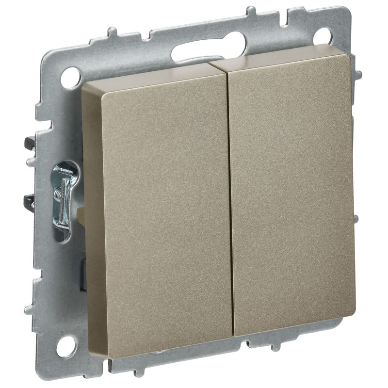 BRITE Выключатель 2-клавишный перекрестный 10А ВС10-2-3-БрШ шампань IEK