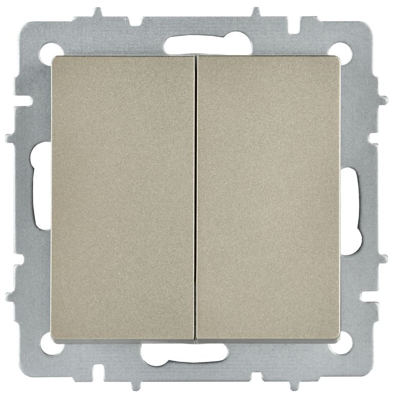 BRITE Выключатель 2-клавишный перекрестный 10А ВС10-2-3-БрШ шампань IEK