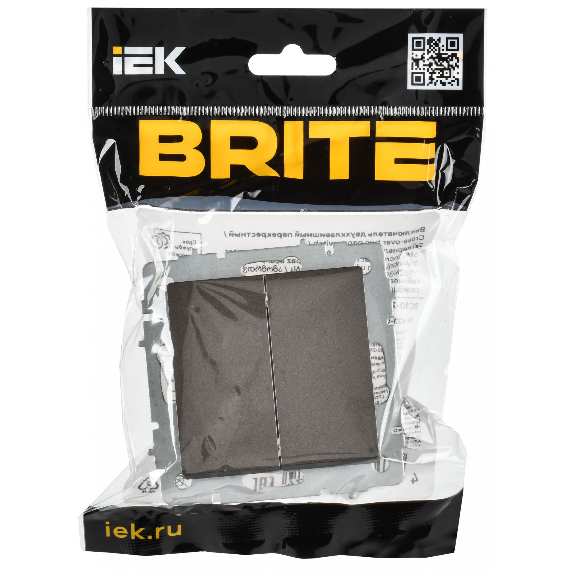 BRITE Выключатель 2-клавишный перекрестный 10А ВС10-2-3-БрТБ темная бронза IEK