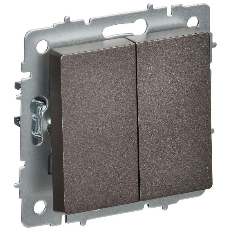 BRITE Выключатель 2-клавишный перекрестный 10А ВС10-2-3-БрТБ темная бронза IEK