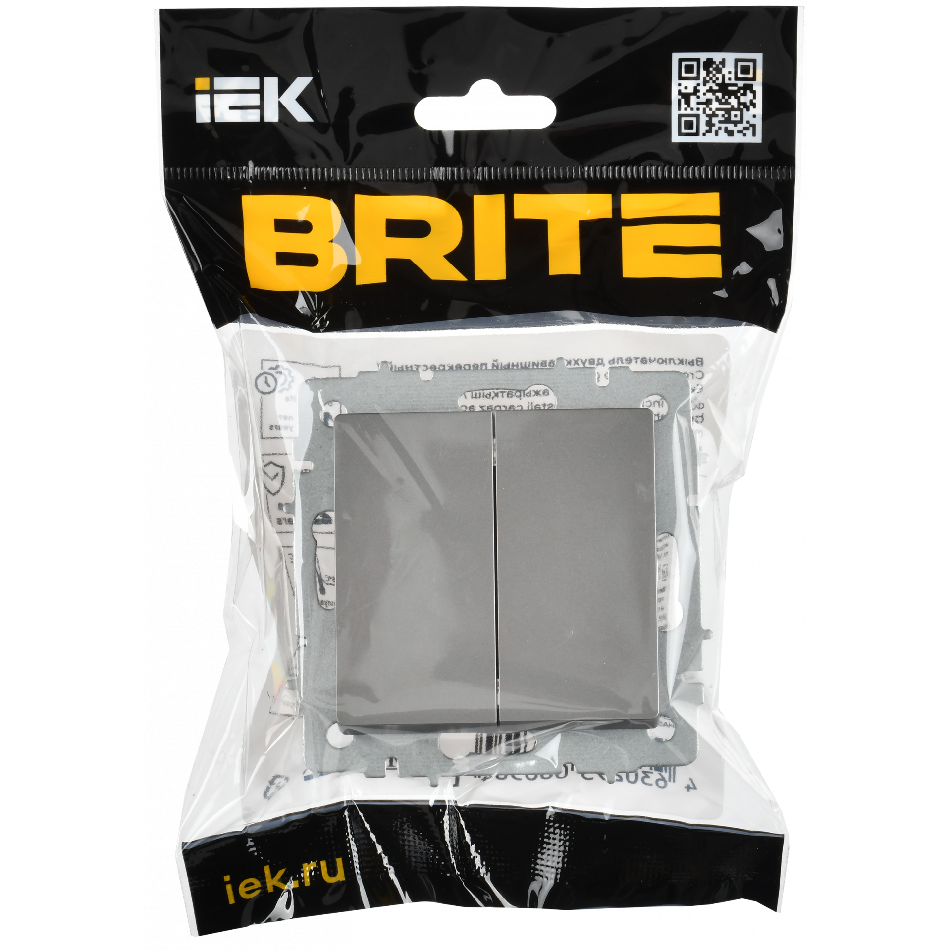 BRITE Выключатель 2-клавишный перекрестный 10А ВС10-2-3-БрС сталь IEK