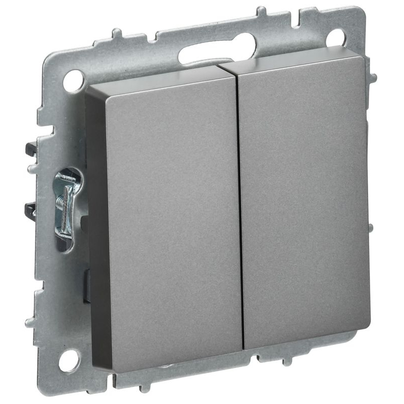 BRITE Выключатель 2-клавишный перекрестный 10А ВС10-2-3-БрС сталь IEK