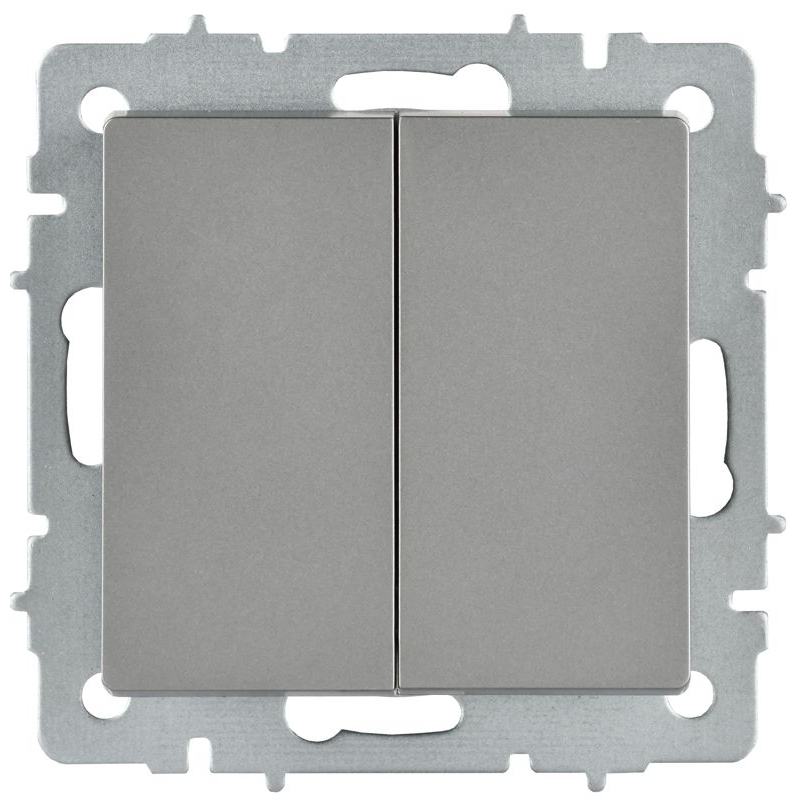 BRITE Выключатель 2-клавишный перекрестный 10А ВС10-2-3-БрС сталь IEK