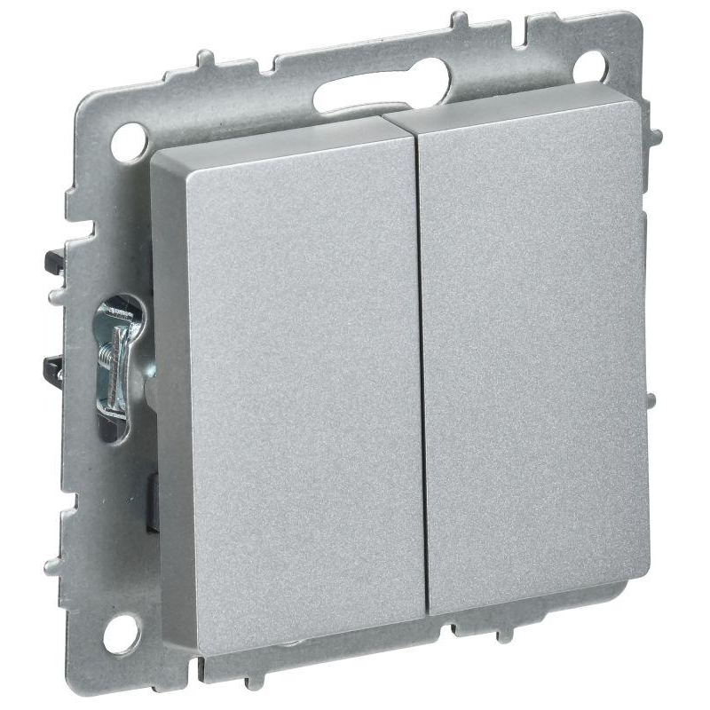 BRITE Выключатель 2-клавишный перекрестный 10А ВС10-2-3-БрА алюминий IEK