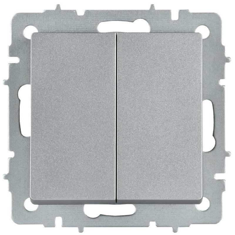 BRITE Выключатель 2-клавишный перекрестный 10А ВС10-2-3-БрА алюминий IEK