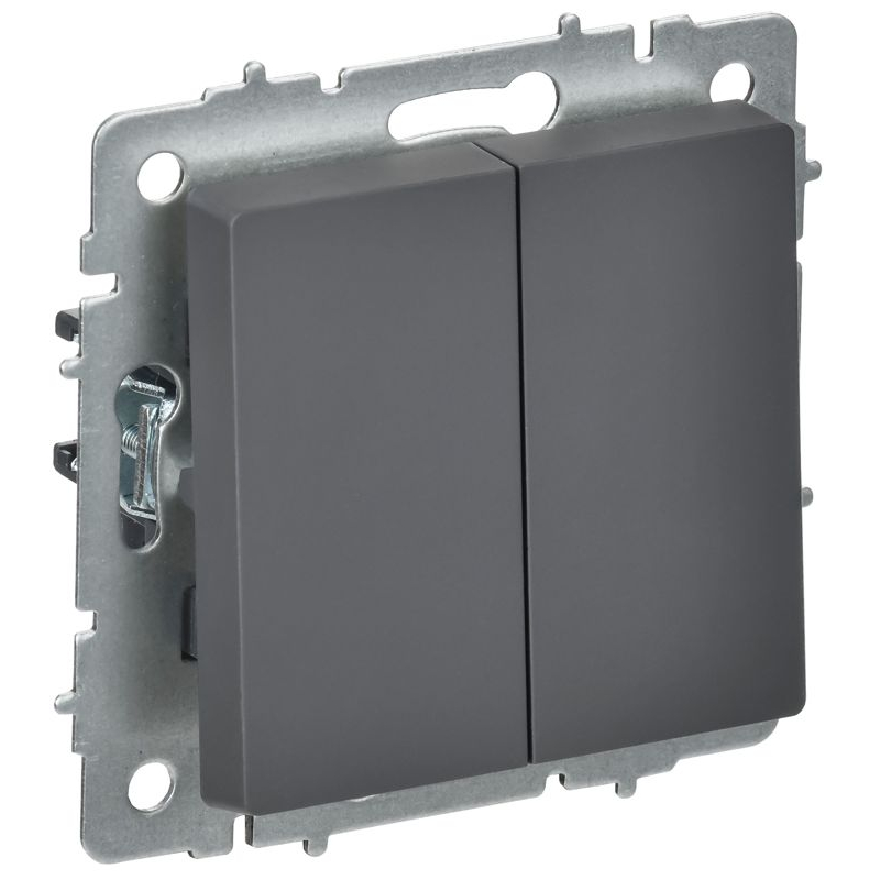 BRITE Выключатель 2-клавишный перекрестный 10А ВС10-2-3-БрГ графит IEK