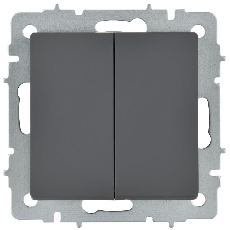 BRITE Выключатель 2-клавишный перекрестный 10А ВС10-2-3-БрГ графит IEK