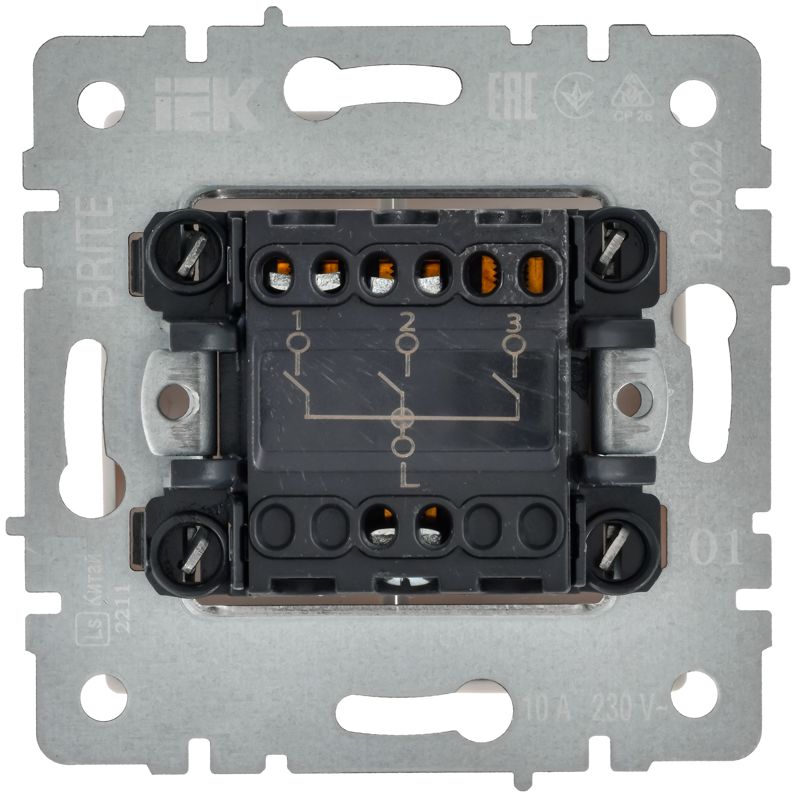 BRITE Выключатель 3-клавишный 10А ВС10-3-0-БрБ белый