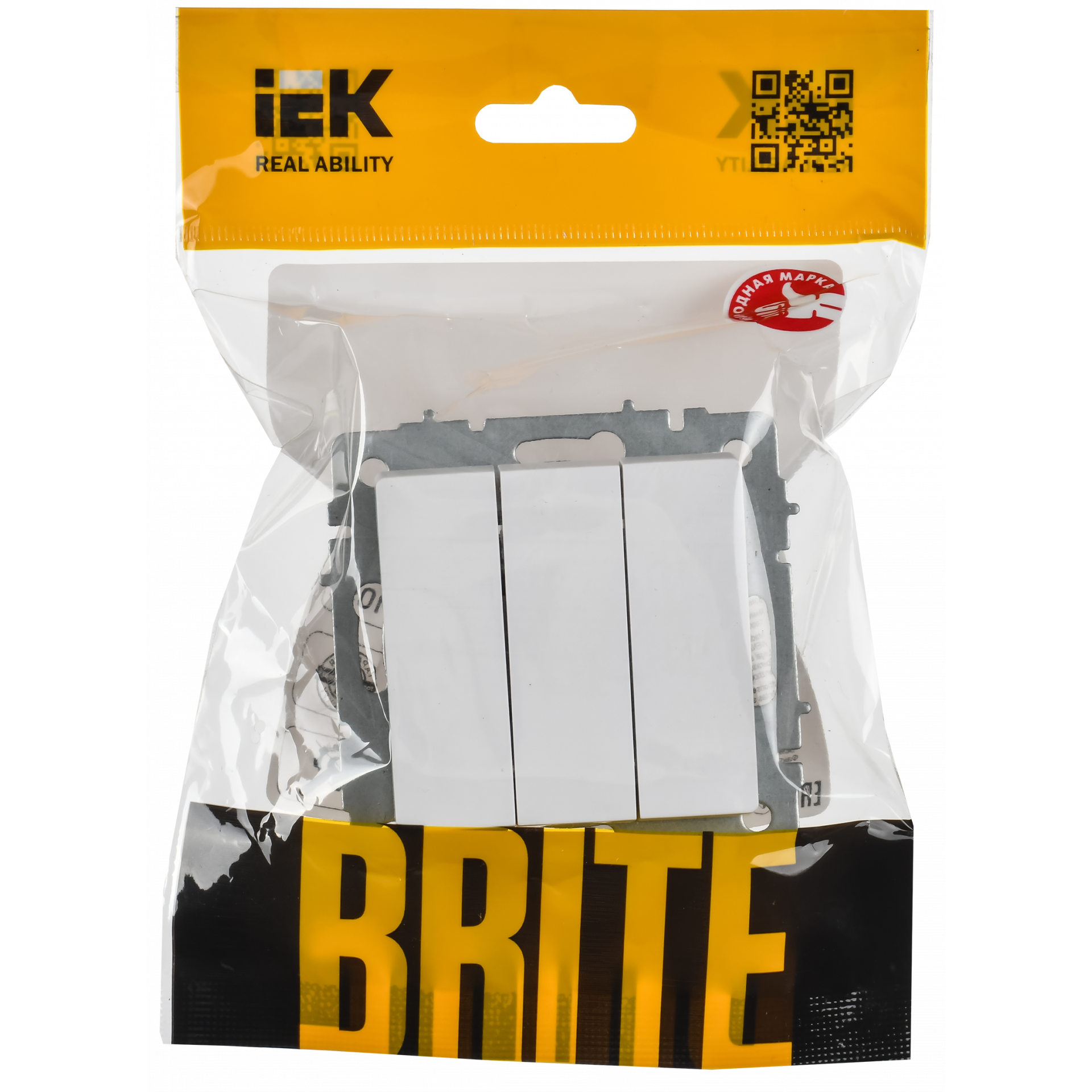 BRITE Выключатель 3-клавишный 10А ВС10-3-0-БрАБ арктический белый IEK
