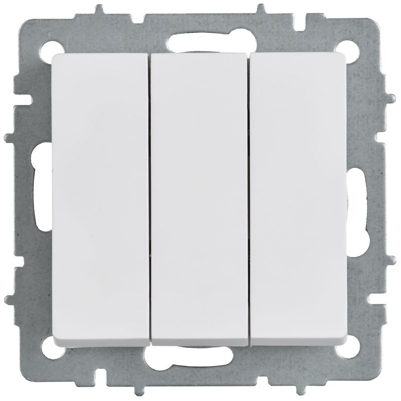 BRITE Выключатель 3-клавишный 10А ВС10-3-0-БрАБ арктический белый IEK