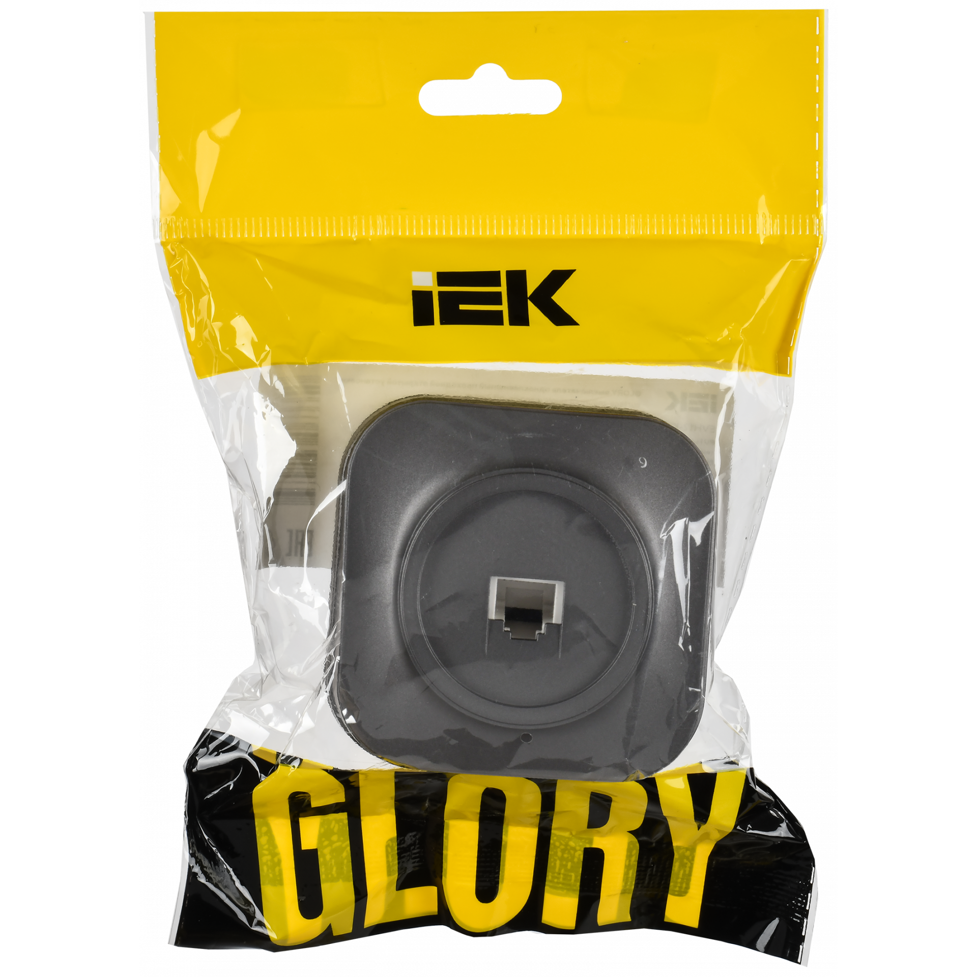 GLORY Розетка для открытой установки компьютерная RJ45 кат.5E РК10-ХСм сталь матовый IEK