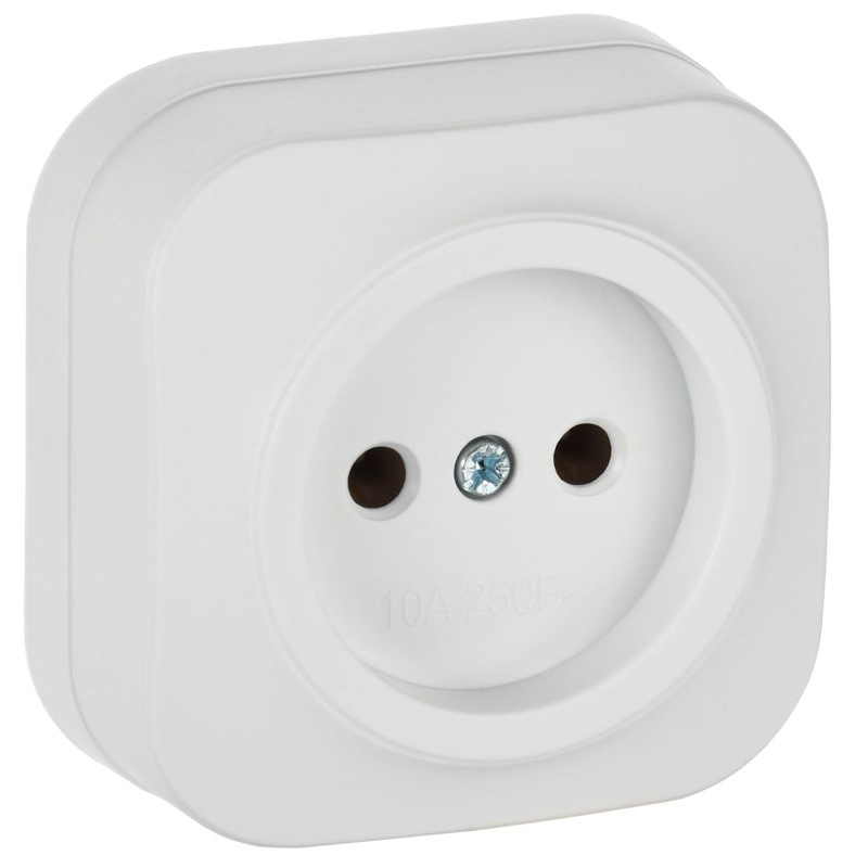 GLORY Розетка 1-местная для открытой установки без заземления без защитных шторок 10А РС20-2-ХБм белый матовый IEK