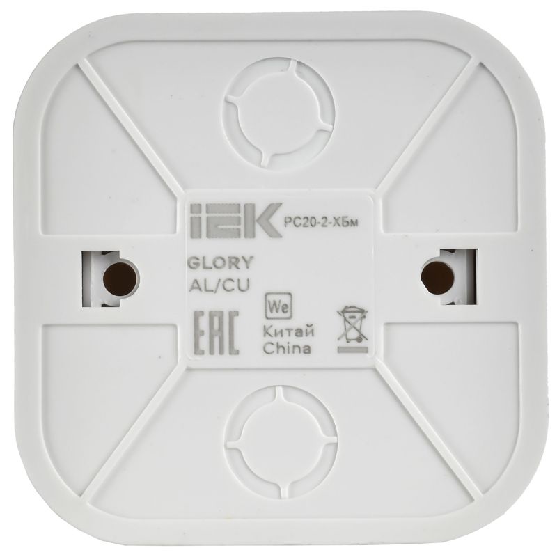 GLORY Розетка 1-местная для открытой установки без заземления без защитных шторок 10А РС20-2-ХБм белый матовый IEK